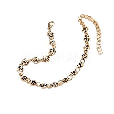 Bohemian Alloy Spiral Heart Link Chain Anklets for Women WG53D8C-01-1