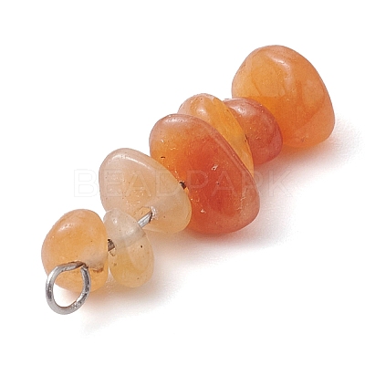 Gradient Color Natural Red Aventurine & Natural Sunstone & Natural Topaz Jade Chip Beaded Pendants PALLOY-JF02791-09-1