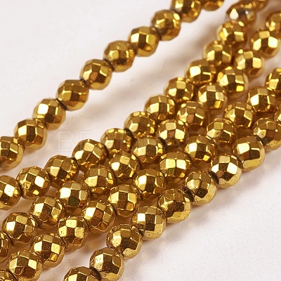 Electroplate Non-magnetic Synthetic Hematite Beads Strands X-G-J169B-4mm-04-1