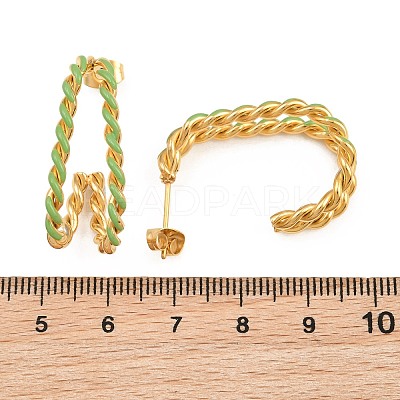 Twist 304 Stainless Steel Enamel Stud Earrings SA-CBA065A-01G-01-1