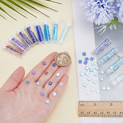 240Pcs 12 Colors 2-Hole Baking Paint Glass Seed Beads SEED-ME0001-10A-1