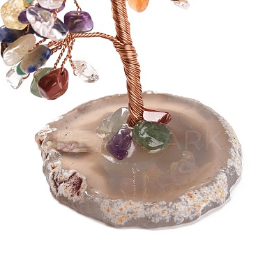 Natural Gemstone Chips & Agate Pedestal Display Decorations DJEW-A001-04G-1