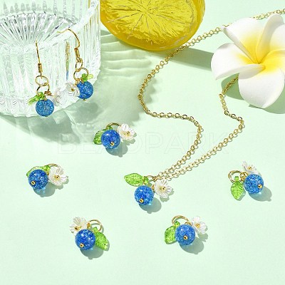 50Pcs Glass & ABS Plastic Imitation Pearl Flower Pendants PALLOY-CJ00185-1