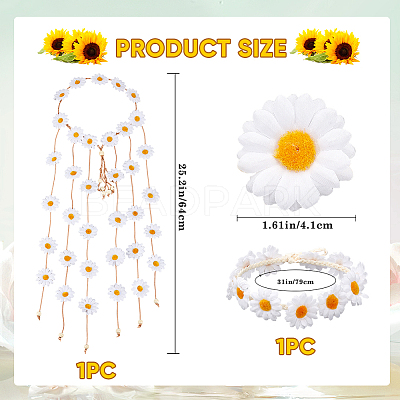 2Pcs 2 Styles Cloth Flower Hippie Headband Floral Crown OHAR-CP0001-18A-1