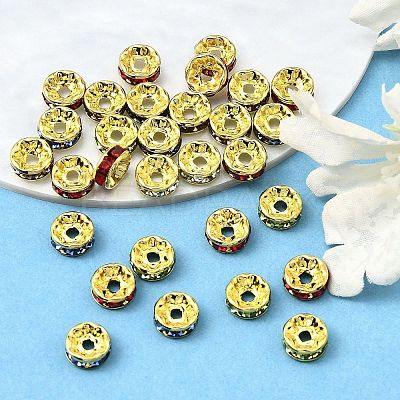Brass Rhinestone Spacer Beads RB-A014-Z8mm-G-1