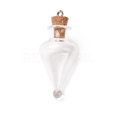 Teardrop Glass Cork Bottle Pendants AJEW-A041-01D-1