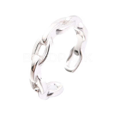 Anti-Tarnish Rhodium Plated 925 Sterling Silver Cuff Earrings EJEW-H124-05P-1