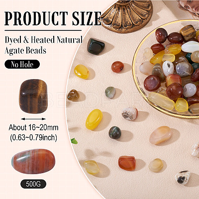 250G Dyed & Heated Natural Agate Beads G-TA0002-73C-1