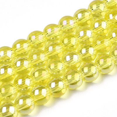 Electroplate Transparent Glass Beads Strands GLAA-T032-T10mm-AB12-1