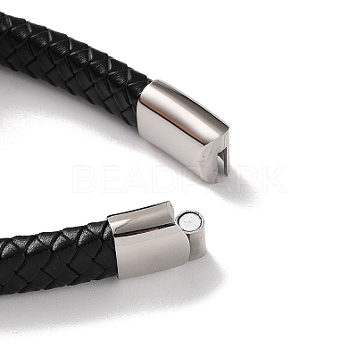 Men's Braided Black PU Leather Cord Bracelets LS-BJEW-K243-19AS-1