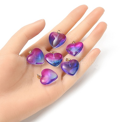 Two Tone Transparent Glass Pendants GLAA-YW0003-02B-1