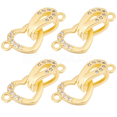 6 Sets Brass Micro Pave Clear Cubic Zirconia Fold Over Clasps KK-BBC0005-70-1