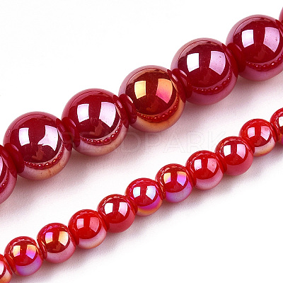 Electroplate Opaque Glass Beads Strands GLAA-T032-P6mm-AB04-1