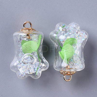 Bear Paw Transparent Glass Pendants GLAA-S181-10A-1