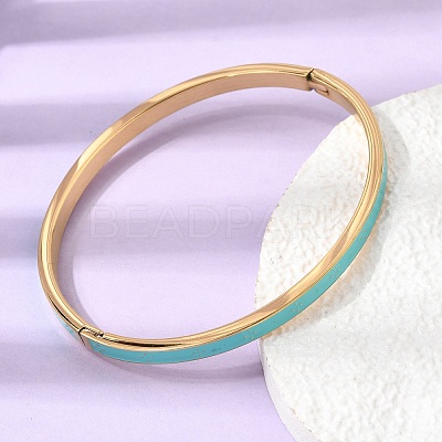 304 Stainless Steel Enamel Hinged Cuff Bangles for Women SA-CBAC920-15G-01C-1