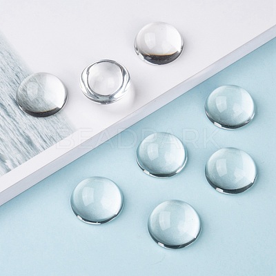 Transparent Half Round Glass Cabochons GGLA-R027-25mm-1
