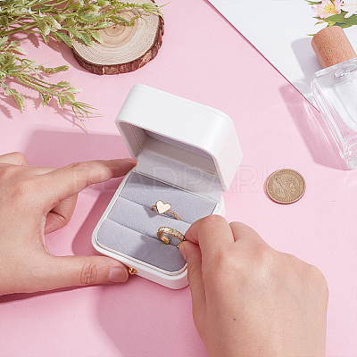 PU Imtation Leather Couple Rings Storage Boxes with Velvet Inside CON-WH0110-69-1