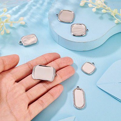 6Pcs 6 Styles 304 Stainless Steel Pendant Cabochon Settings STAS-TA0005-71P-1