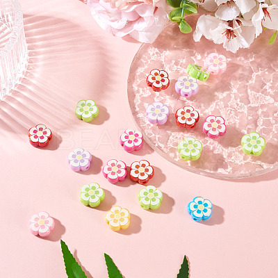 20Pcs UV Plating Printed Opaque Acrylic Beads OACR-TADJ0001-06-1