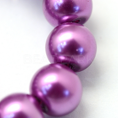 Baking Paint Pearlized Glass Pearl Round Bead Strands HY-Q003-10mm-16-1