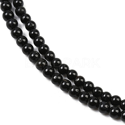 Natural Black Tourmaline Beads Strands G-G763-01-4mm-AB-1