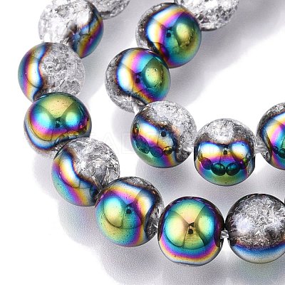 Electroplated Crackle Glass Beads Strands EGLA-N014-10mm-06-1