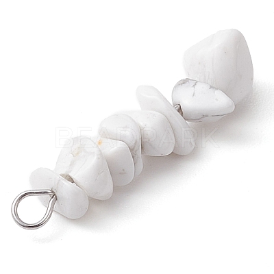 Gradient Color Natural Quartz Crystal & Natural Howlite & White Moonstone Chip Beaded Pendants PALLOY-JF02791-01-1