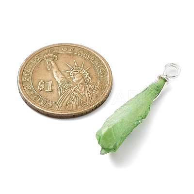Electroplated Raw Rough Natural Quartz Crystal Copper Wire Wrapped Pendants PALLOY-JF02409-02-1