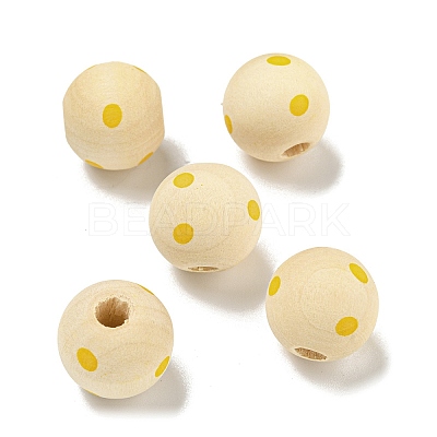 Printed Wood European Beads WOOD-G022-18F-1