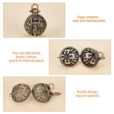 10Pcs 5 Styles Brass Cage Pendants KK-FI0001-11-1