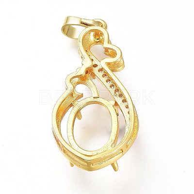 Brass Micro Pave Clear Cubic Zirconia Open Back Bezel Pendant Cabochon Settings ZIRC-I049-09G-1
