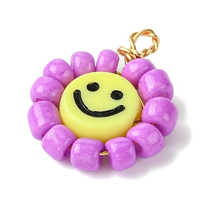 Acrylic Glass Seed Beaded Pendants PALLOY-MZ00294-03-1