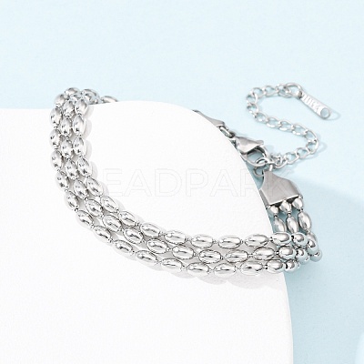 304 Stainless Steel Beads Multi-strand Bracelets BJEW-K287-01P-1
