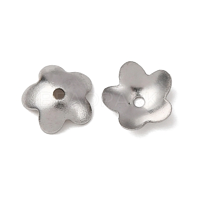 Tarnish Resistant 5-Petal 201 Stainless Steel Flower Bead Caps STAS-N027-02-1