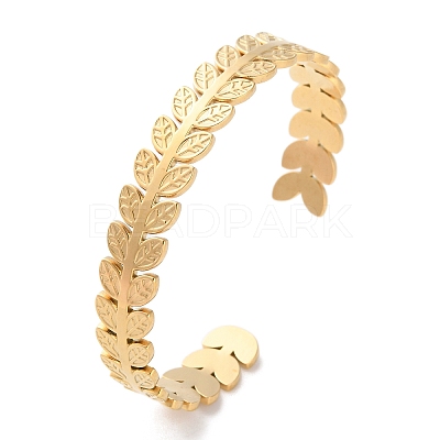 304 Stainless Steel Cuff Bangles for Women BJEW-K263-05G-03-1