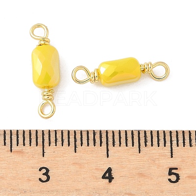 Electroplate Glass Faceted Rectangle Connector Charms KK-C097-05G-01-1