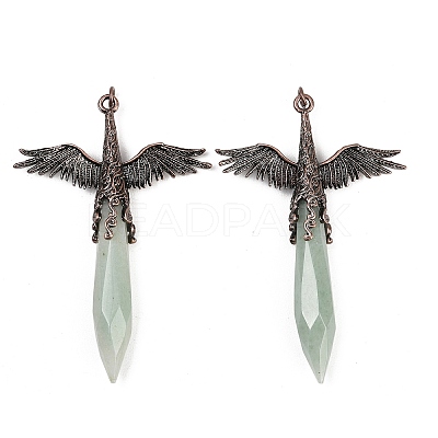 Natural Green Aventurine Faceted Pointed Bullet Shaped Big Pendants G-T145-01R-02-1