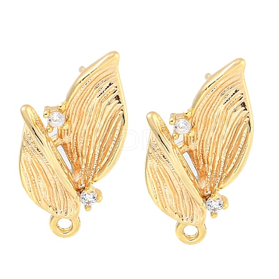 Brass Micro Pave Cubic Zirconia Stud Earring Findings LS-KK-U015-05G-1