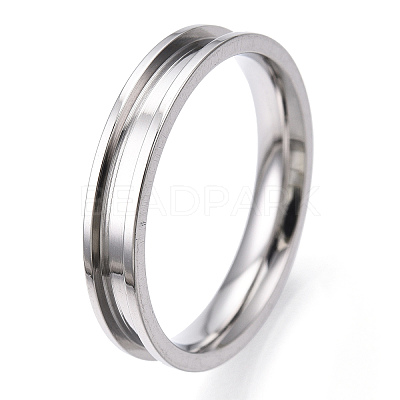 201 Stainless Steel Grooved Finger Ring Settings RJEW-TAC0017-4mm-03A-1