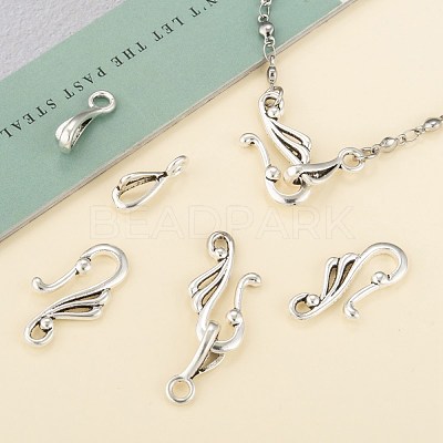 Tibetan Style Antique Silver Wing Hook and Eye Clasps X-LF1157Y-1