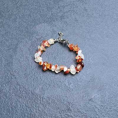 Glass Imtation Red Agate Chip Beaded Bracelets for Women IW6789-54-1