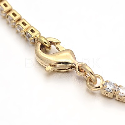 Golden Plated Brass Cubic Zirconia Cup Chain Bracelets BJEW-H0001-02G-1