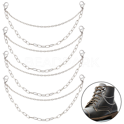 Iron Shoe Decoration Double Strand Paperclip & Cable Chain FIND-PH01455-1