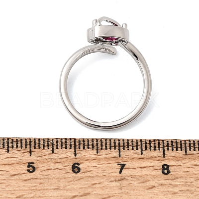 Brass Micro Pave Cubic Zirconia Cuff Open Rings for Women RJEW-L343-01P-04-1