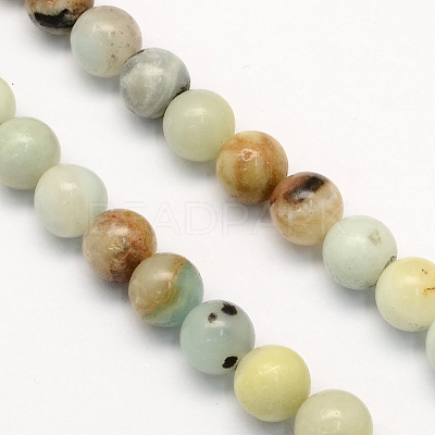 Natural Flower Amazonite Round Beads Strands G-S161-4mm-1