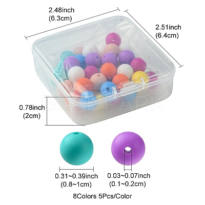 40Pcs 8 Colors Food Grade Eco-Friendly Silicone Focal Beads SIL-FS0001-20-1