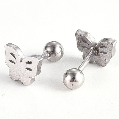 Tarnish Resistant 201 Stainless Steel Barbell Cartilage Earrings EJEW-R147-18-1