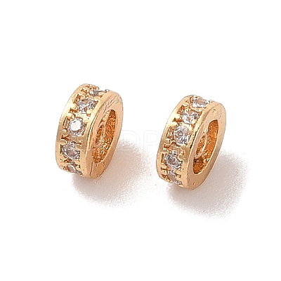 Brass Micro Pave Clear Cubic Zirconia Beads KK-B100-055C-G-1