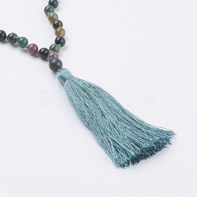 Nylon Tassel Pendant Necklaces NJEW-JN02075-1
