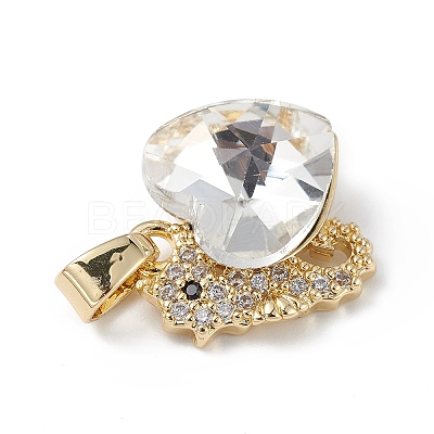 Real 18K Gold Plated Rack Plating Brass Micro Pave Cubic Zirconia Pendants KK-C015-02G-17-1